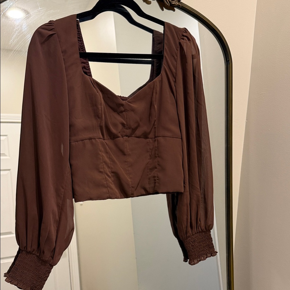 Abercrombie & Fitch Chocolate Brown Crop Blouse medium